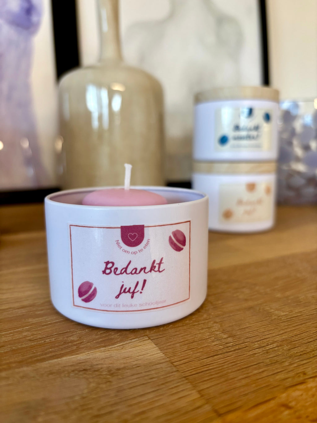 Juf/meester bedank kaarsje - MACARON
